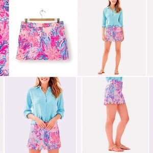 Lilly Pulitzer Skort Colette Scallop Hem Pockets Front Zipper Pockets Stretch